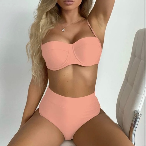 Tie Back Push Up Bikini Swimsuit with Lace Cover Up - Picture 3 of 5